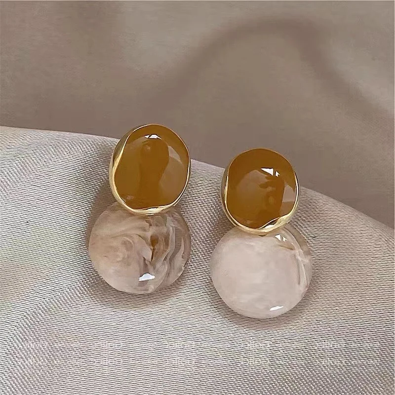 

Dainty Round Enamel Cute Stud Earrings for Women Female Korean Jewelry Wedding Party Statement Dangle Drop Piercing Ear Gift