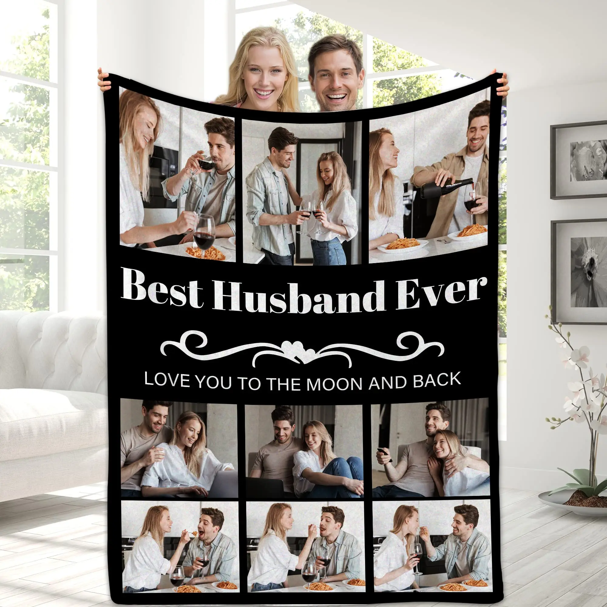 

Gifts for Husband from Wife Blanket Custom Blanket with Picture Newlyweds Anniversary Wedding Birthday Valentines Christmas Gift