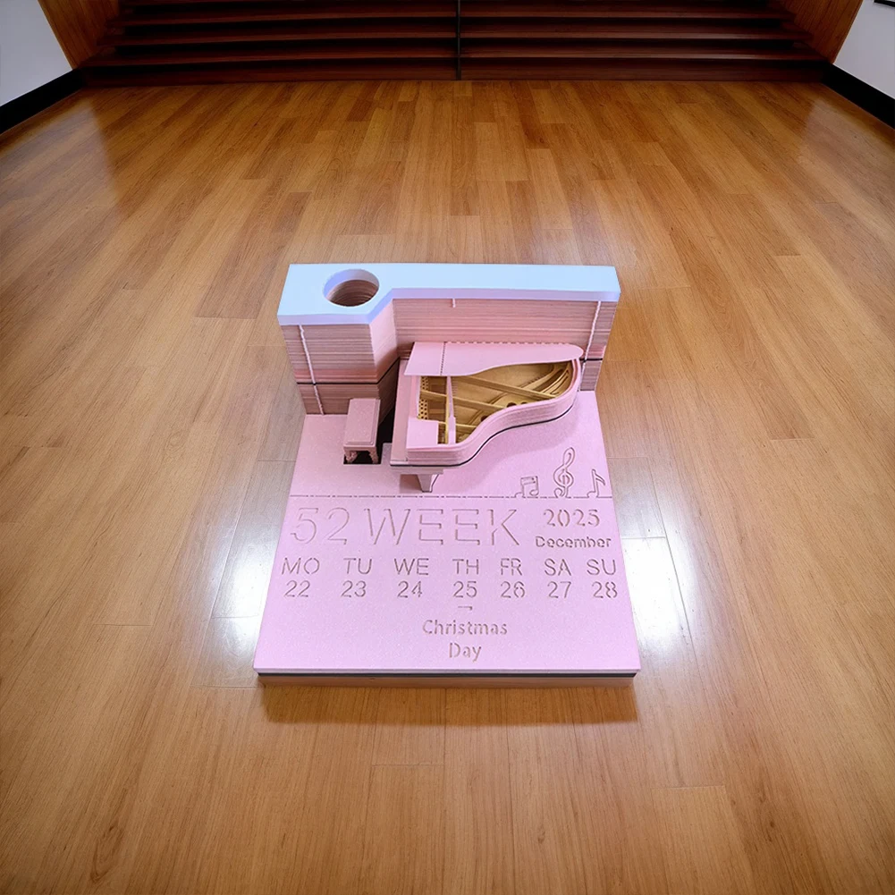 Настольный календарь на фортепиано 2025 креативный настольный 3D блокнот резьба по