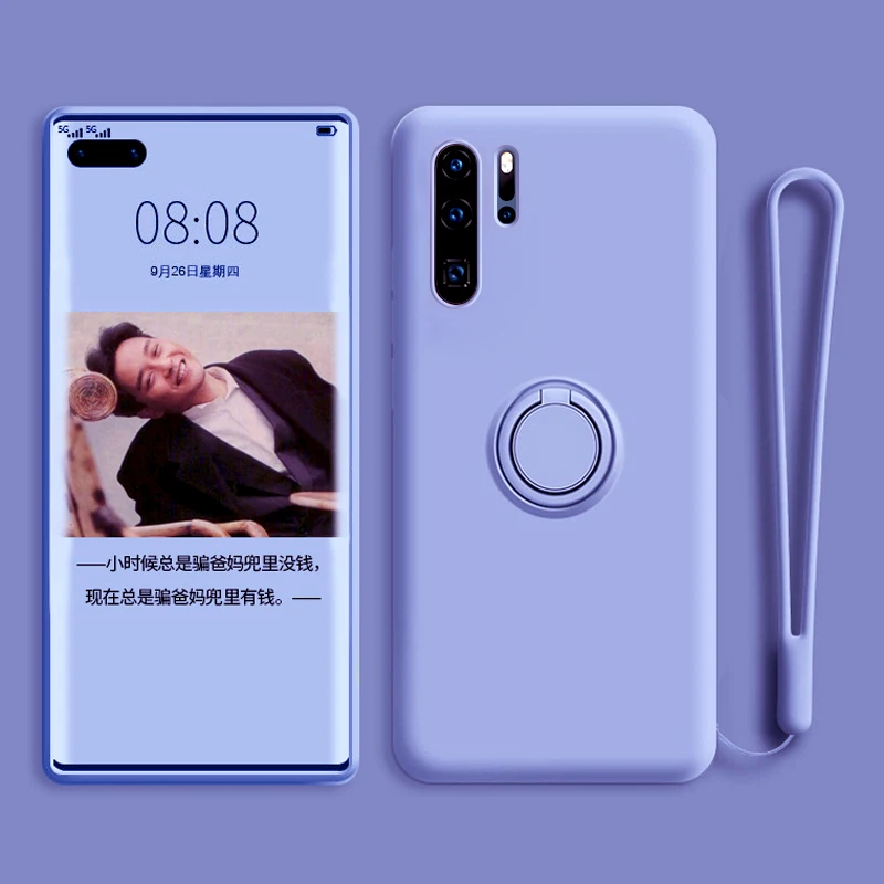 

Soft Silicone Case For Huawei P30 P20 P40 Pro Lite Nova 5T Mate Honor 20 P30Pro P30Lite Magnetic Cover With Ring Holder Stand ON