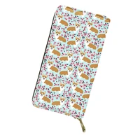 cute corgi style pattern clutch cards holder%c2%a0high quality portable wallet school teenager women zipper coin purse