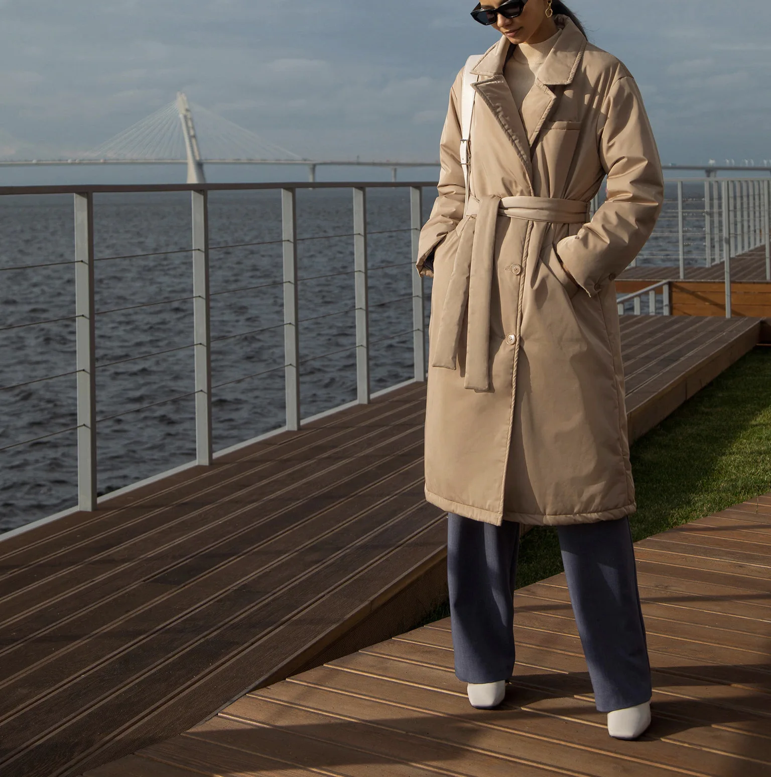 Long Coat,Solid Color in Autumn and Winter 2022, Slim, Commuting, Cotton Coat with Belt