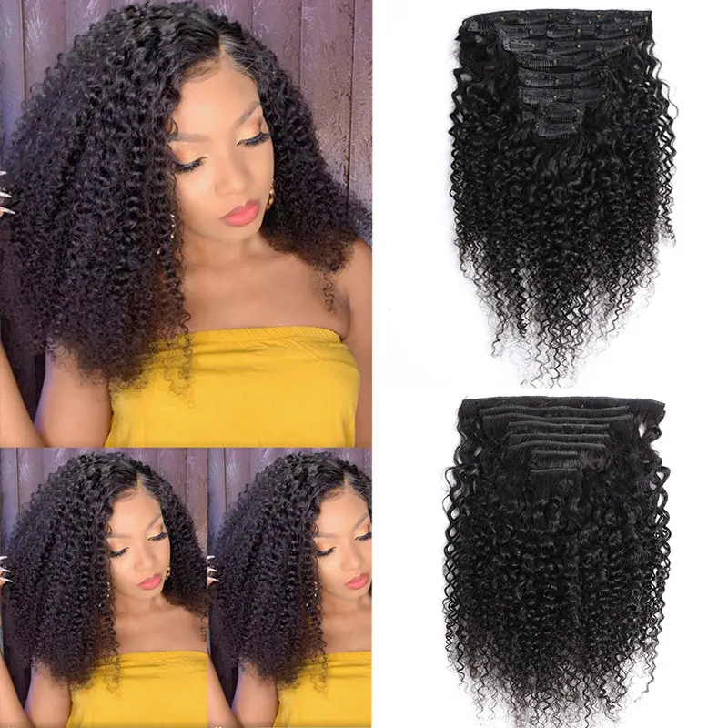 

Kinky Curly Clip Ins Human Hair Extensions Clip In For Black Women Wet And Wavy Brazilian Hairpiece Natural Extension Hair Clip