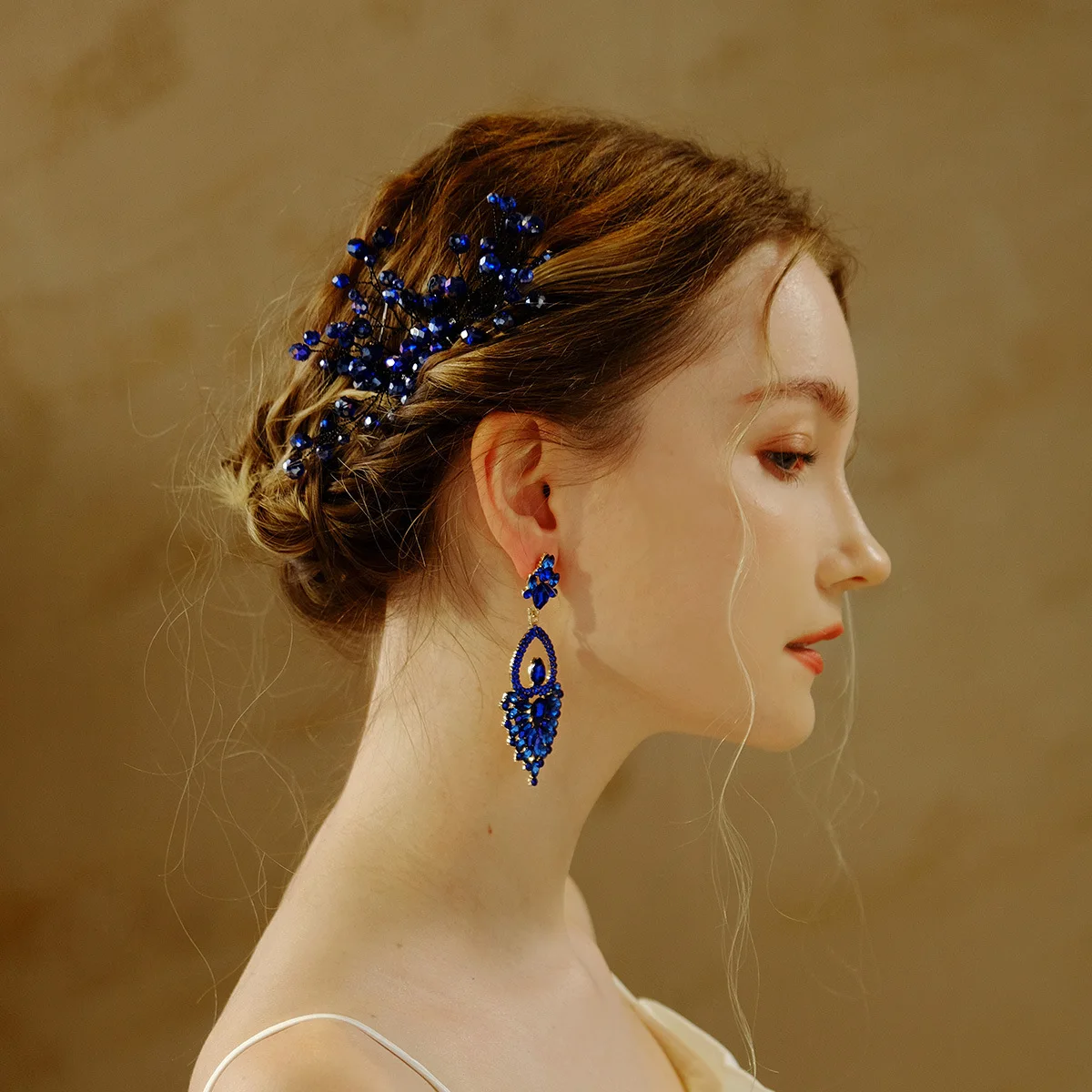 Женская свадебная расческа для волос синий цвет