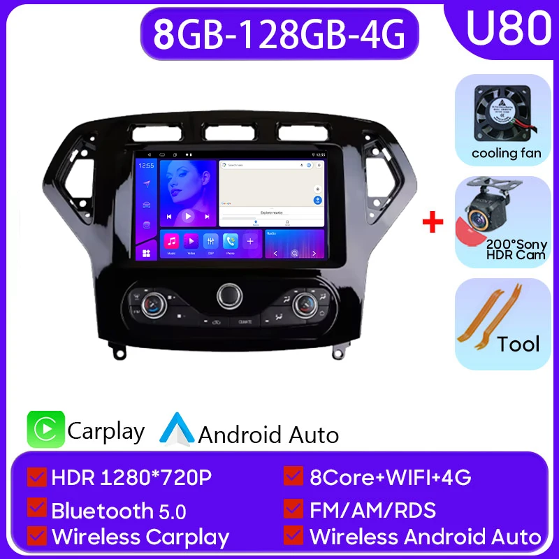 

Для Ford Mondeo 4 MK4 2007-2010 5G WIFI автомобильный экран Android авто радио Carplay навигация мультимедийный стереоплеер 8 ядер