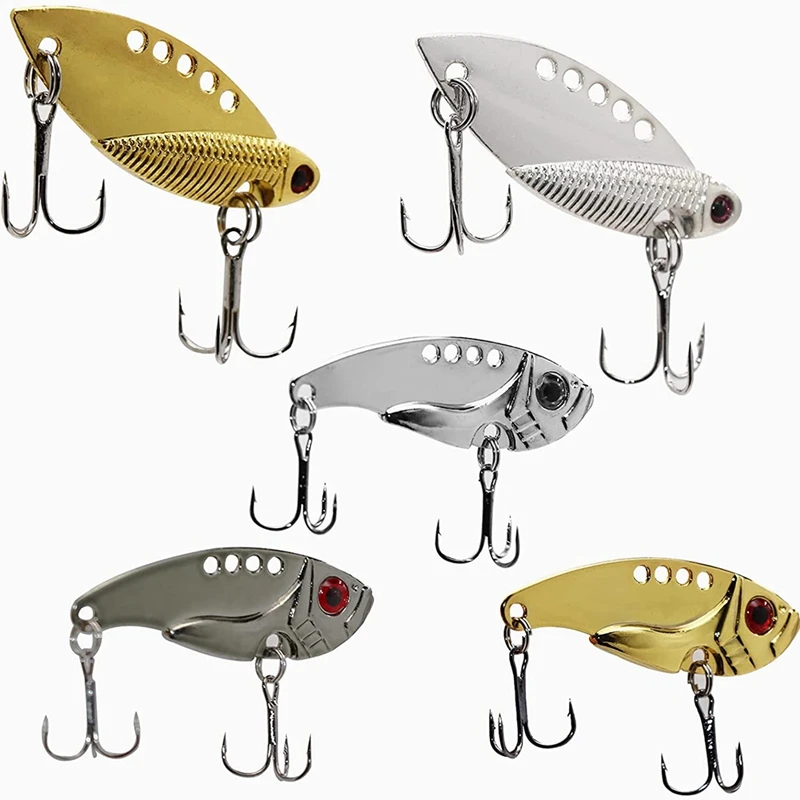 

5Pcs Fishing Lures, Fishing Spoons Lures, Metal VIB Hard Blade Bait, Fishing Accessories Lures For Freshwater Saltwater