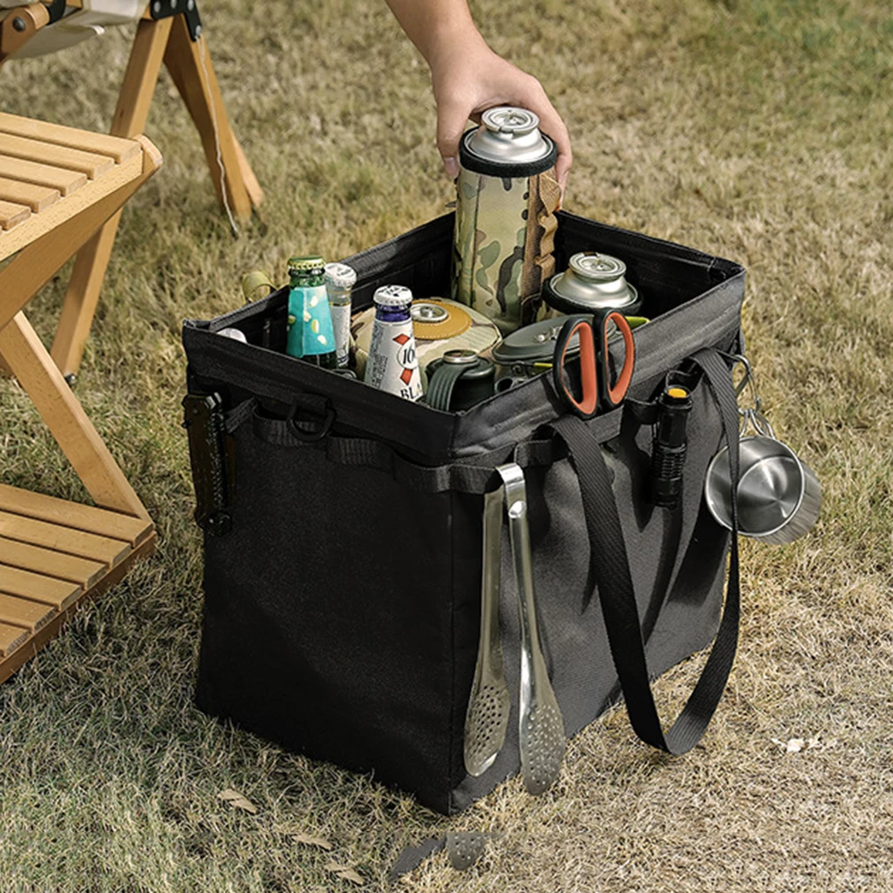 

Camping Tool Bag Folding Outdoor Large-capacity Tote Bag Picnic Firewood Handbag Home Shopping Pouch Oxford Cloth Black
