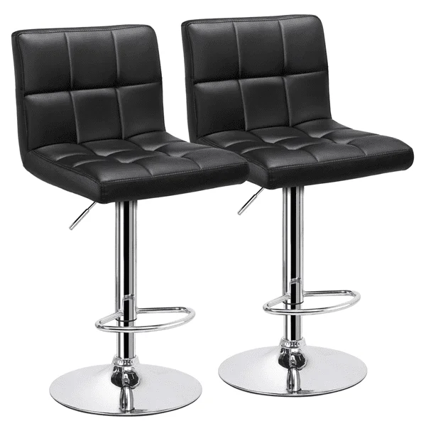 

Faux Leather Swivel Stool, Set of 2, Black