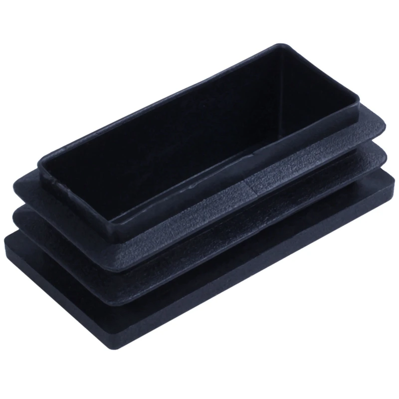 

HOT-Plastic Rectangle Blanking End Tube Caps Inserts 25X50mm 180Pcs Black