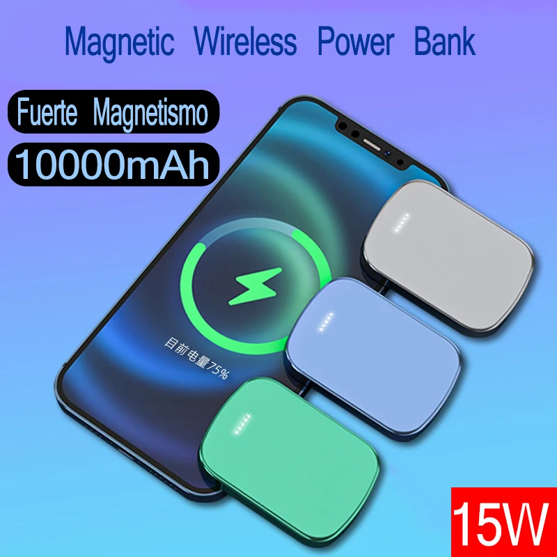 

15 Вт ультратонкий магнитный беспроводной внешний аккумулятор для iphone 13 12 Pro Max Xiaomi Samsung, внешний аккумулятор для быстрой зарядки, аккумулятор