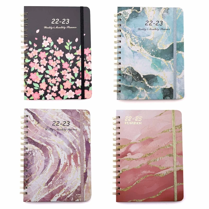 

A5 Spiral Planner Notepad with Monthly Calendar Label Personal Daily Journal Gift for Teacher Student Business Women Men E8BE