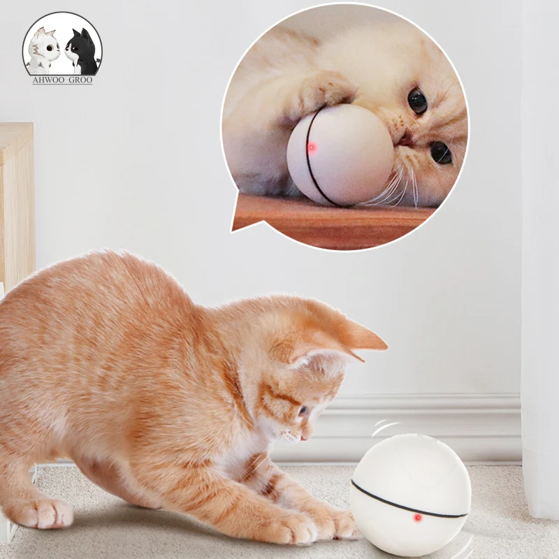 

Automatic Smart USB Rechargeable Self Rotating Colorful Led Feather Bells Cat Toys Ball Interactive Catnip Toys for Cats Kitten