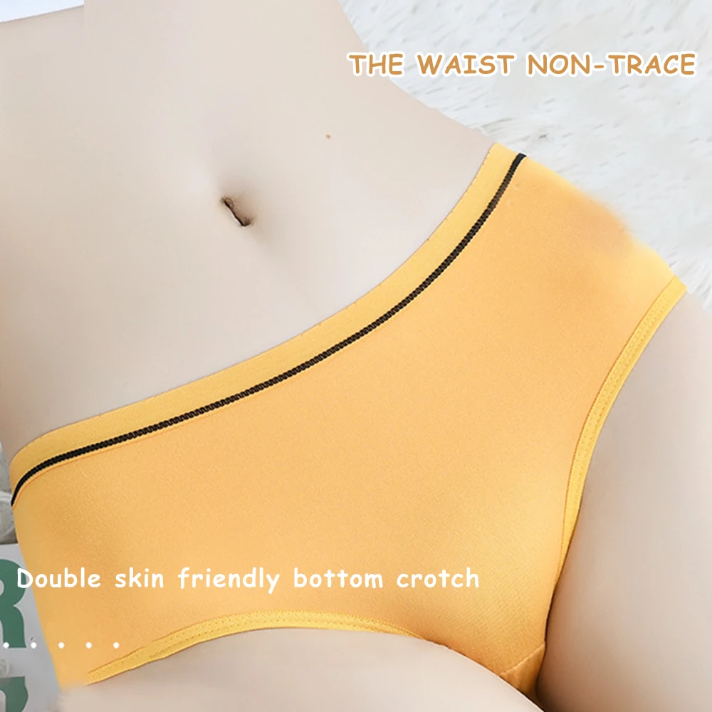 New Women's Cotton Panties Japanese Style Girls Briefs Mid-waist Solid Seamless Underpants Lingerie Cute Breathable Underwear