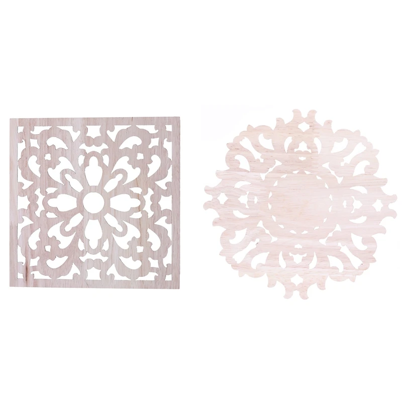

2 шт., резиновая деревянная резная Цветочная переводная картинка, аппликация для ремесла, мебель «сделай сам», декор F:20x20 см и 15 см, тип A