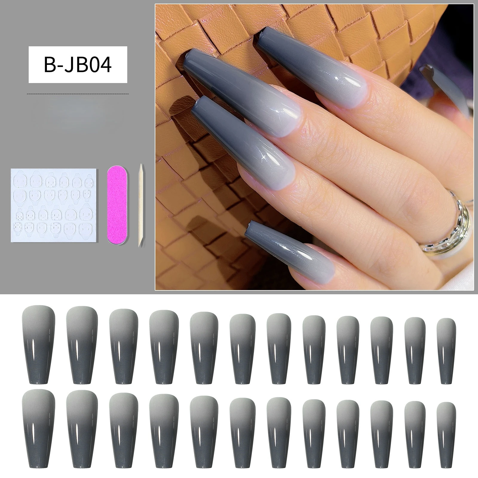 

24 Pcs Fluorescent Long Ballerina False Nails Tips Light In The Dark Artificial Nails Neon Green Red Press on Nails