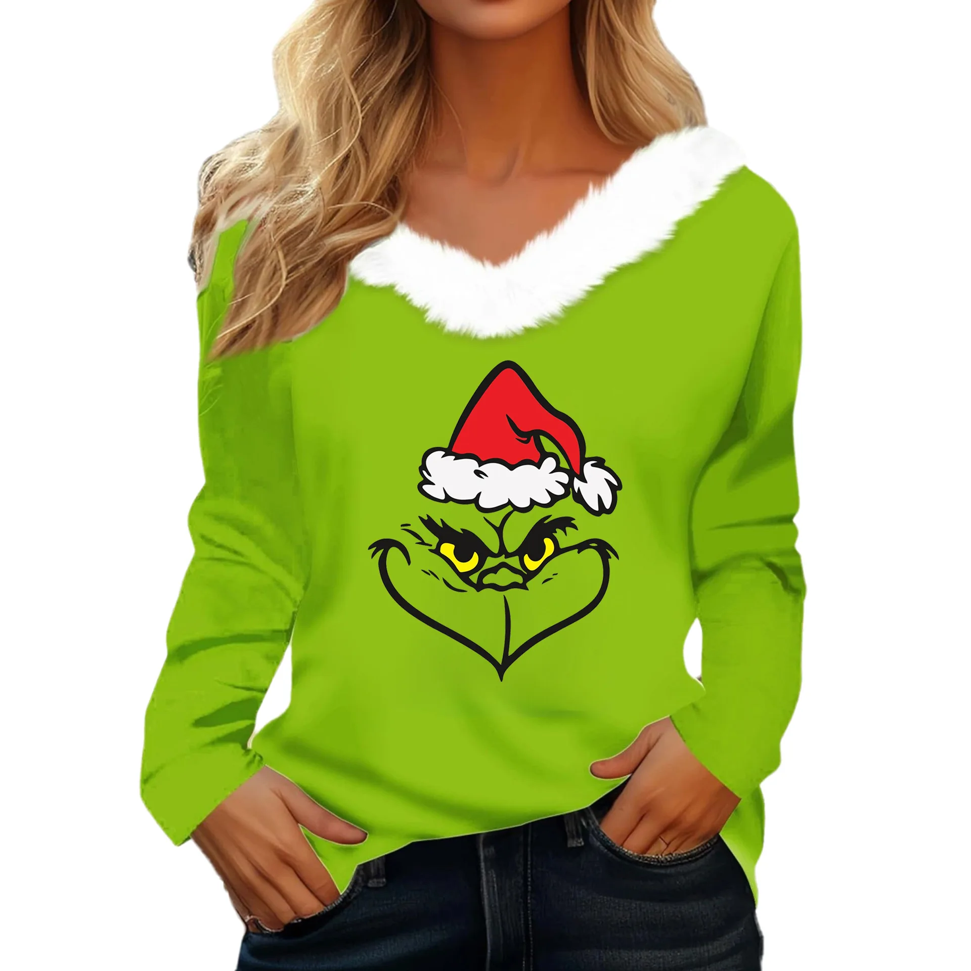 Женская футболка Рождественская рубашка с длинным рукавом для вечеринки