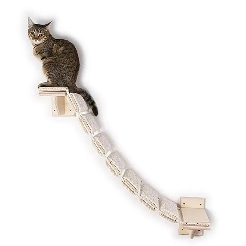 

Wall Cat Bridge Wood Cat Climbing Step Bridge Climber Pet Accessories Ladder With Woven Ropes For Cat Rooms Pet Stores