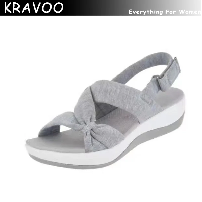 

KRAVOO Women Shoes Roman Peep Toe Female Sandals Beach Ladies Slippers Platform Wedges Hook and Loop 35-43 Sandals Summer 2023