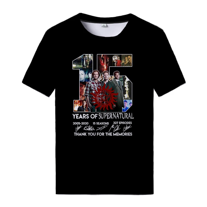

Hot TV Series Supernatural 3d Printed T-shirts Woemn Men Black Clothes Harajuku Oversized Tees Tops Casual Unisex Streetshirts