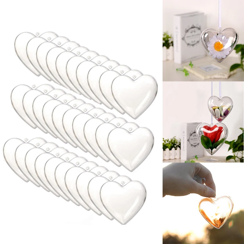 

30Pcs Clear Plastic Fillable Ball Heart Shape DIY Plastic Party Decor