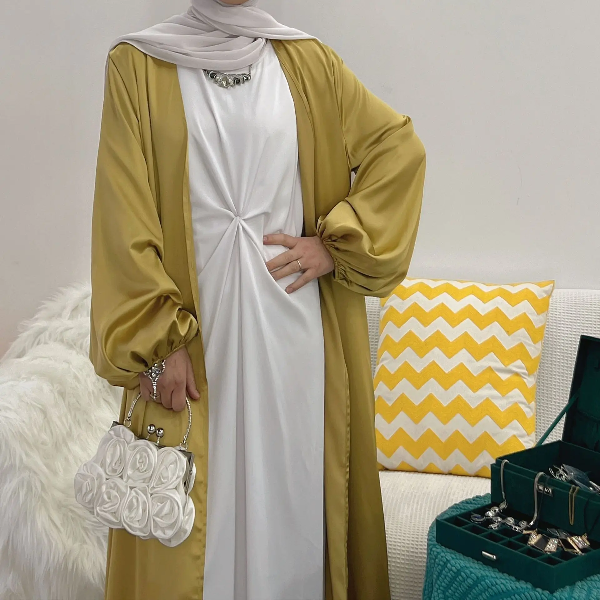 Eid Mubarak Muslim Plain Under Inner Dress for Abaya Dubai Turkey Summer Islamic Long Sleeveless Inside Dresses Abayas for Women