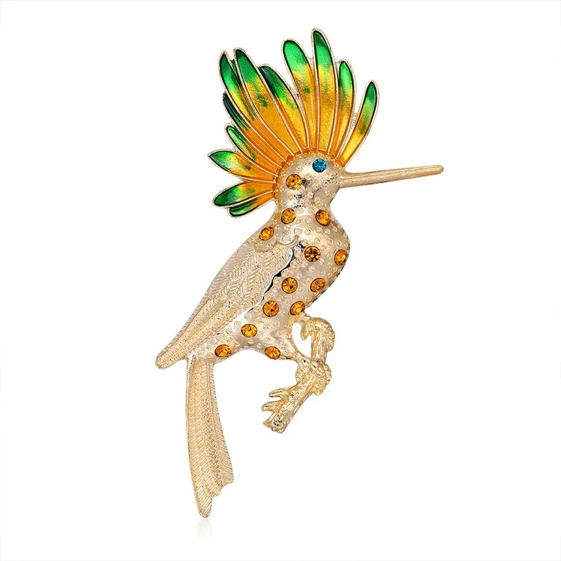 

Gold Color Bird Crystal Brooch Pin with Sparkly Multicolor Rhinestones Unique Bird Costume Jewelry Gift for Women