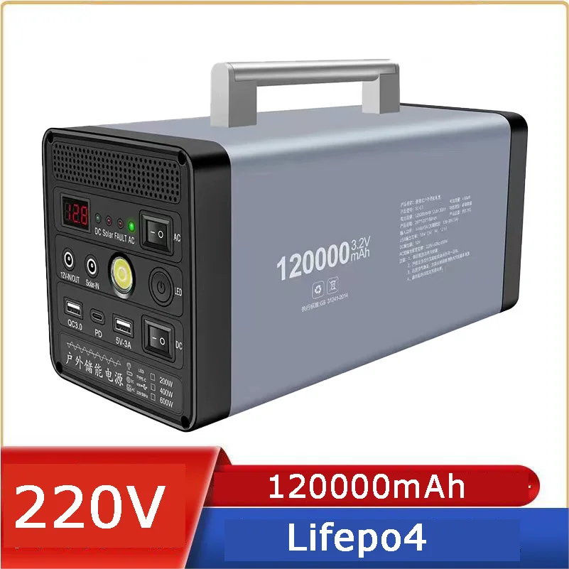 

Portable Fast Charging Power Station 220v Lifepo4 Large Capacity 120000mAh Powerful Bank Generator Battery Camping Free Shipping