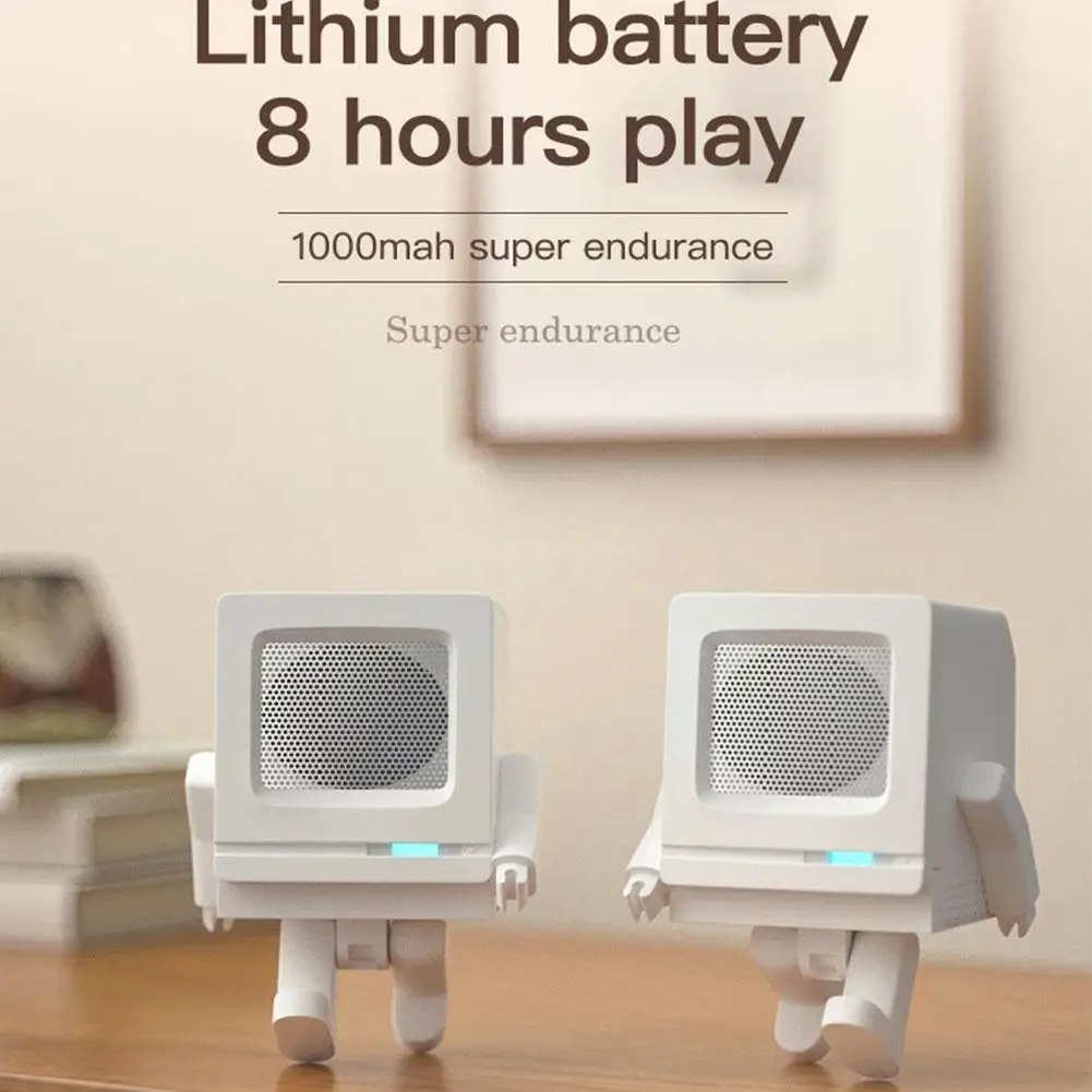 1pc Computer Humanoid Design Speaker Bluetooth-compatiable Mini Wireless Bluetooth Subwoofer Speak Speaker 5.0 Desktop Port R6b5