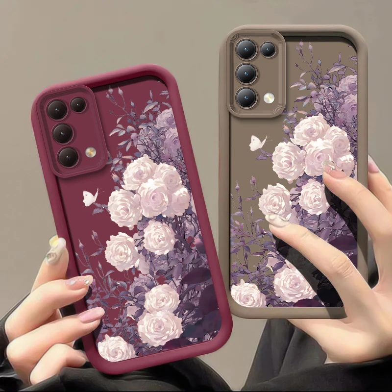 Модный силиконовый чехол с цветами в стиле ретро для OPPO Reno 8 7 6 5 4 3 2 Lite Pro Plus 8Z 7Z 6Z 5F 4Z