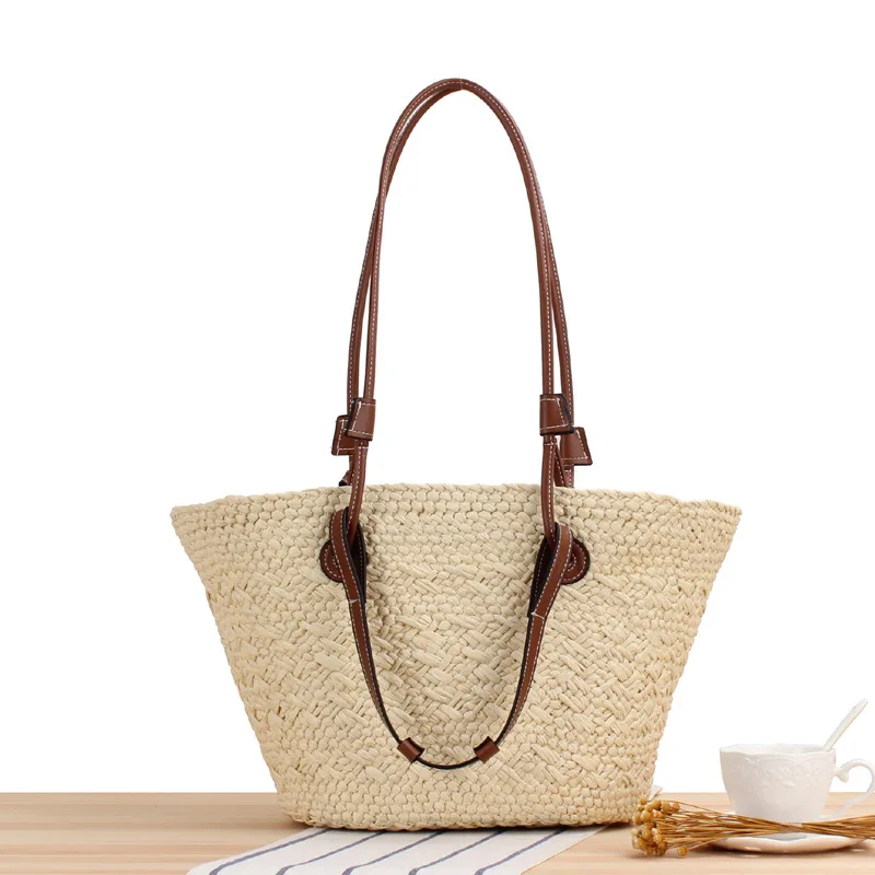 

Handbag Large Capacity Straw Tote Bag Luxury Designer Women Shoulder Handmade Woven Lady Handbags Summer Beach Basket Purses