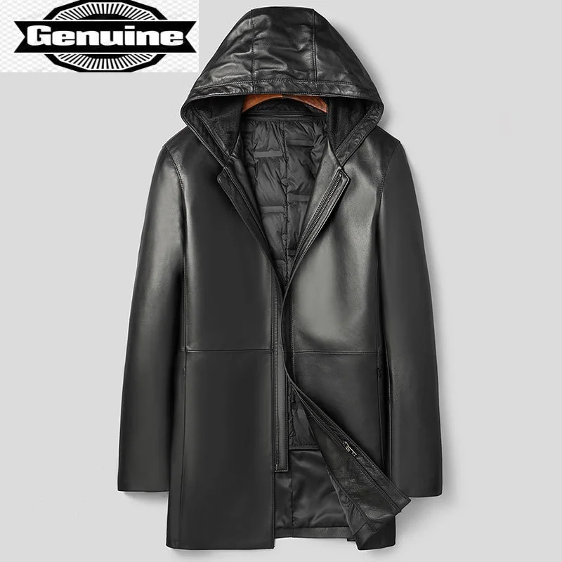 Sheepskin Coat Men's Leather Winter Jacket Men Clothing Mid-length Warm Puffer Jacket Male Jaqueta De Couro Masculino