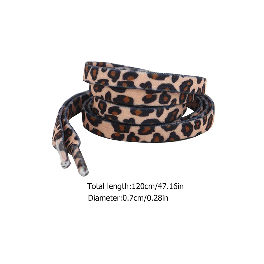 2 Pairs Mens Shoes Stretchlace Shoelaces Flat Elastic Sneakers Ties Leopard Snow Printed Animal