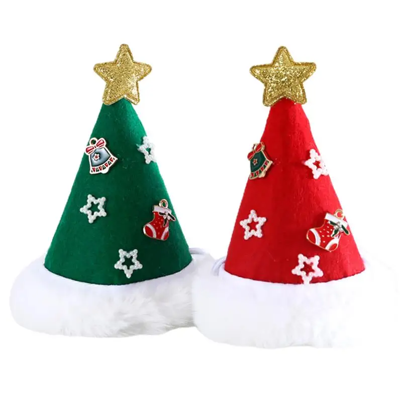 

Soft Plush Christmas Pet Hat Festive Star Cat Dog Party Hat Dog Costume Cap Kitten Puppy Cone Hat Pet Christmas Hat Accessories