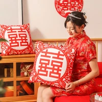 oriental style weddings decor cushion cover chinese style wedding double happiness sofa pillow case home decor throw pillowcase