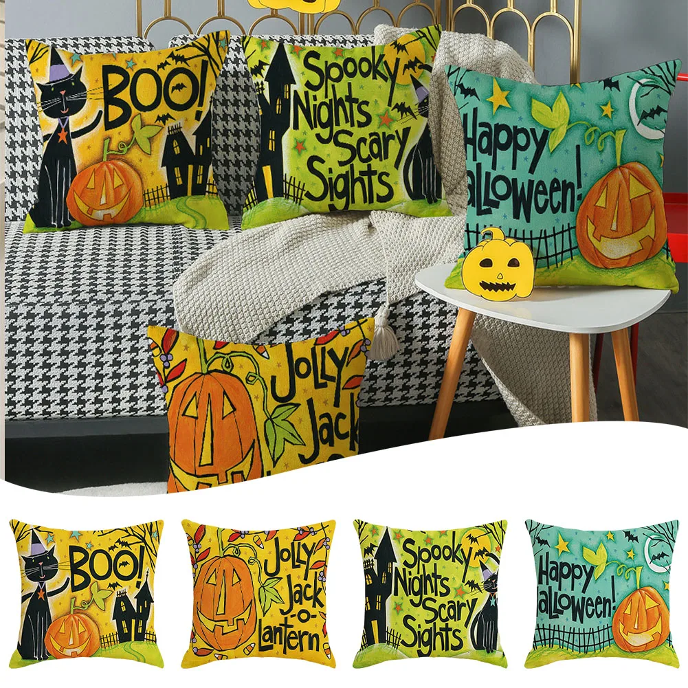 

Pillowcase Pillow Cover Halloween Printed Throw Pillow Cover Pumpkin Alphabet Home Holiday Cushions Home Decor