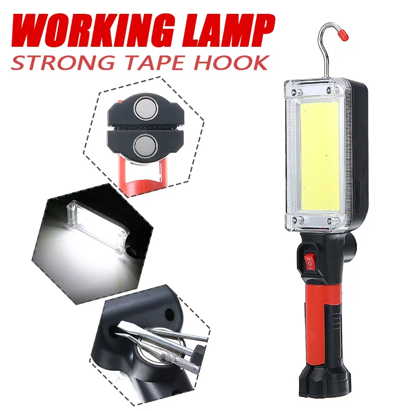 

10W Rechargeable COB LED Work Light Magnetic Workshop Inspection Lamp Torch Portable Lighting For Camping, Hiking