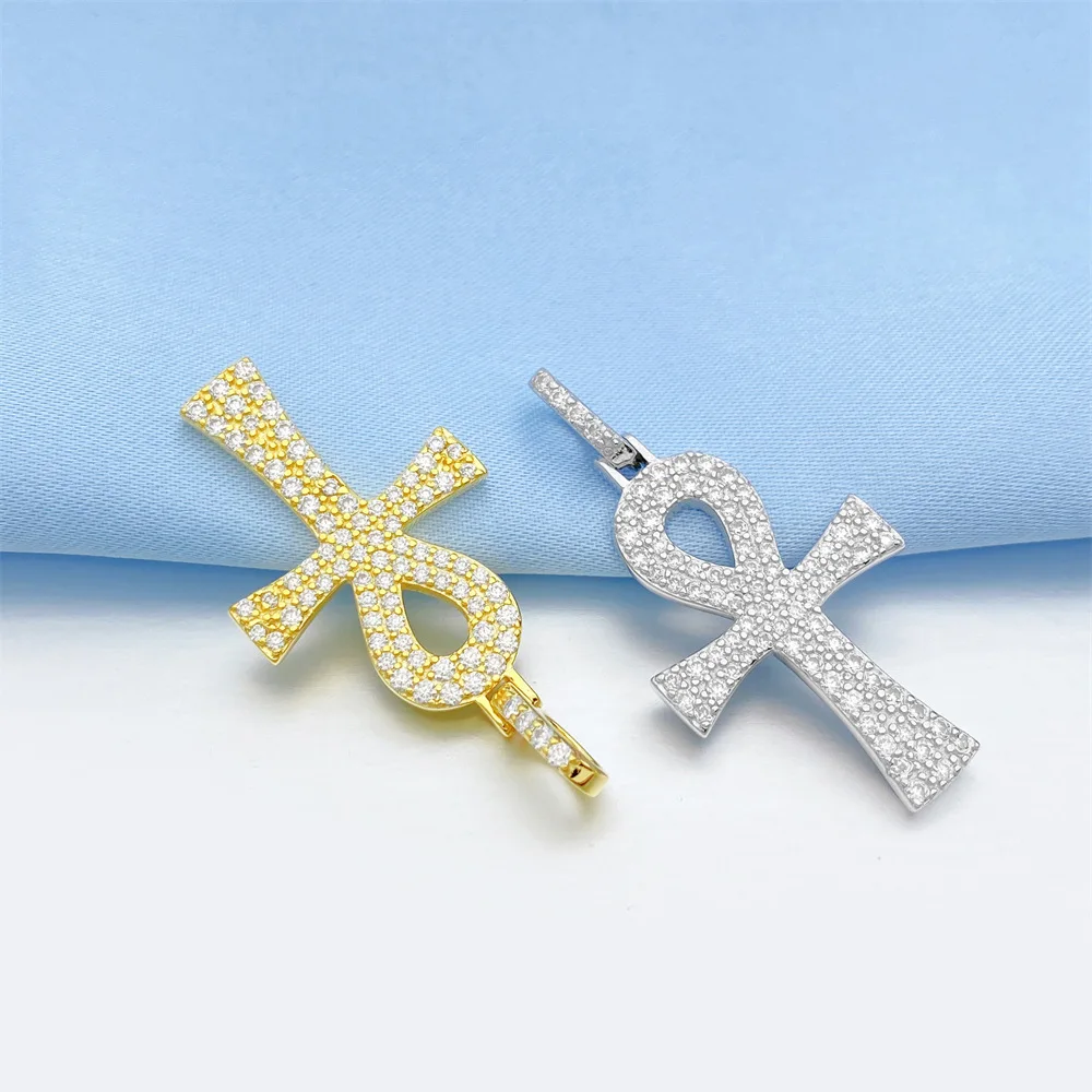 High-Quality Moissanite Cross Pendants Necklaces S925 Silver Real Diamond Necklaces For Women Men Jewelry Pass Diamond Tester
