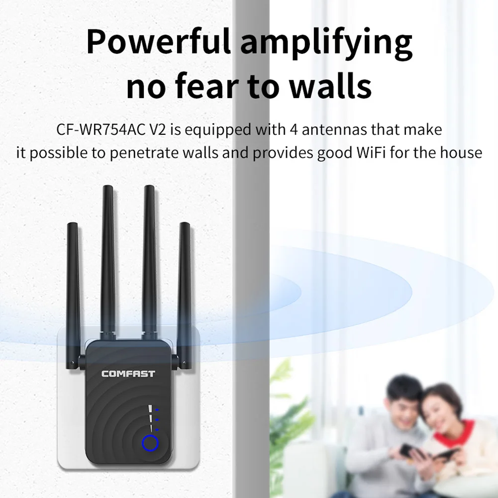 

Ретранслятор Wi-Fi CF-WR754AC V2, 1200 Мбит/с, ретранслятор, усилитель сигнала с 4 двухдиапазонными антеннами с высоким коэффициентом усиления