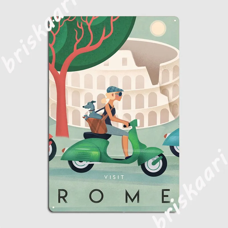 

Постер в римском стиле для путешествий, металлический плакат для кинотеатра, гостиной, клуба, бара, творчества, роспись, жестяной плакат