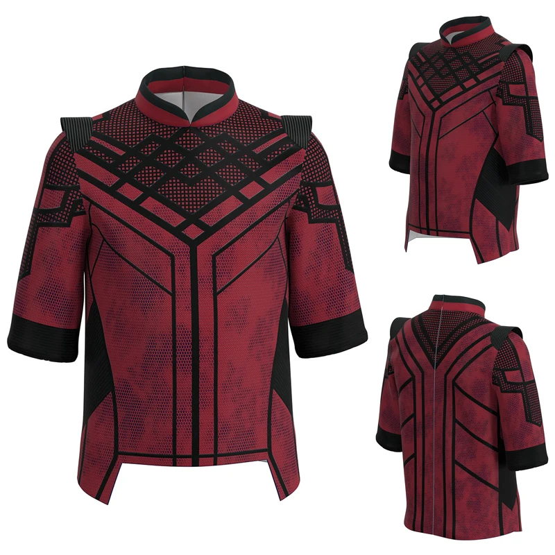 

New Shang Chi Cosplay Costume Movie Role Tops For Adult Childs Stand Collar Half Sleeve T-Shirt Halloween Performance Casual Top