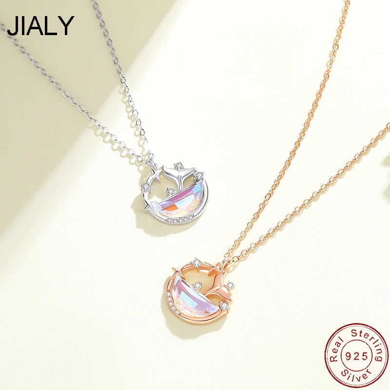 

JIALY AAA CZ Whale Ocean S925 Sterling Silver Necklace Clavicle Chain For Women Birthday Party Gift Jewelry