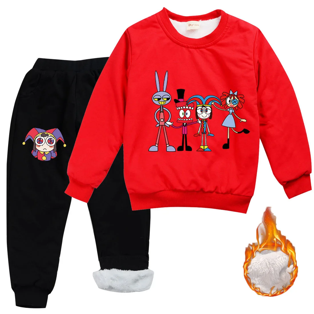 Amazing Digital Circus Clothes Kids Winter Warm Plush Sweatshirts Pants 2pcs Sets Baby Girls Pomni &amp Jax Tracksuit Boys Clothing