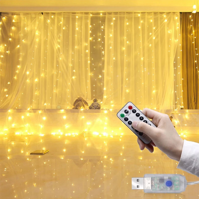 

300CM Curtain Lamp USB String Light Garland With Remote Control Tree Decoration For Home Wedding Party Garden Decoration