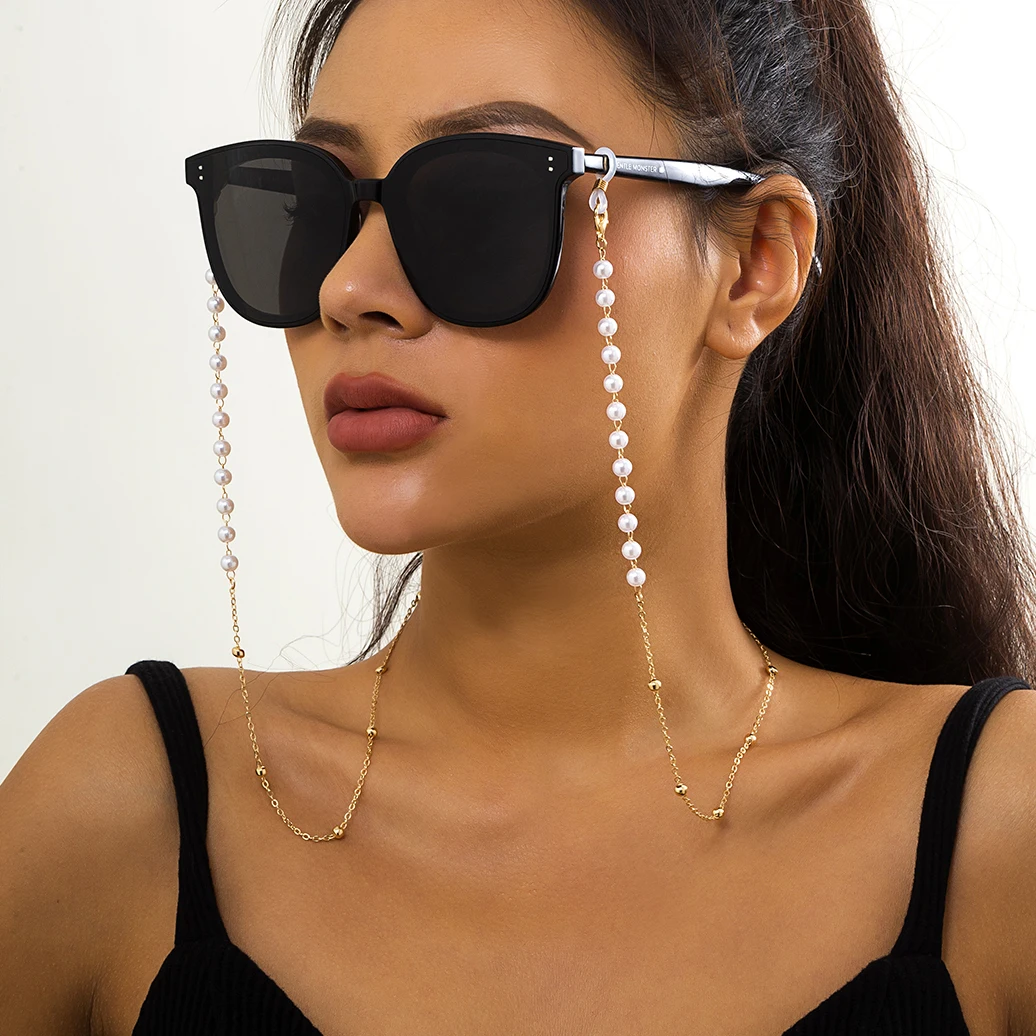 

Fashion Eyeglasses Chain Imitation Pearl Beaded Trendy Women Outside Casual Sunglasses Accessory Necklace Gift Mask Hanging Rope
