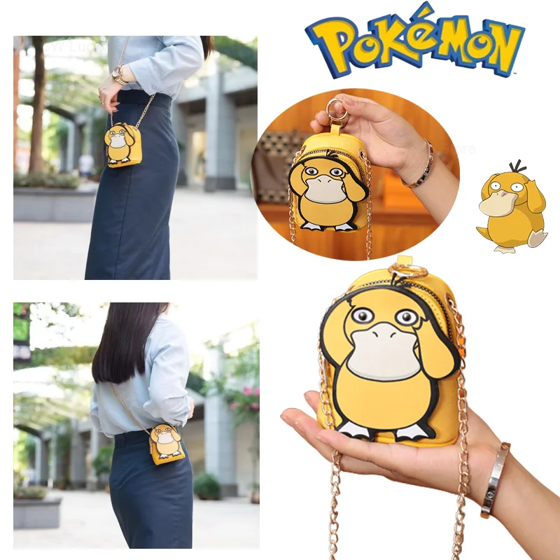 Модные маленькие сумки через плечо Pokemon Psyduck, Женский мини клатч из искусственной кожи, женские сумки для телефона, кошельки, сумочка