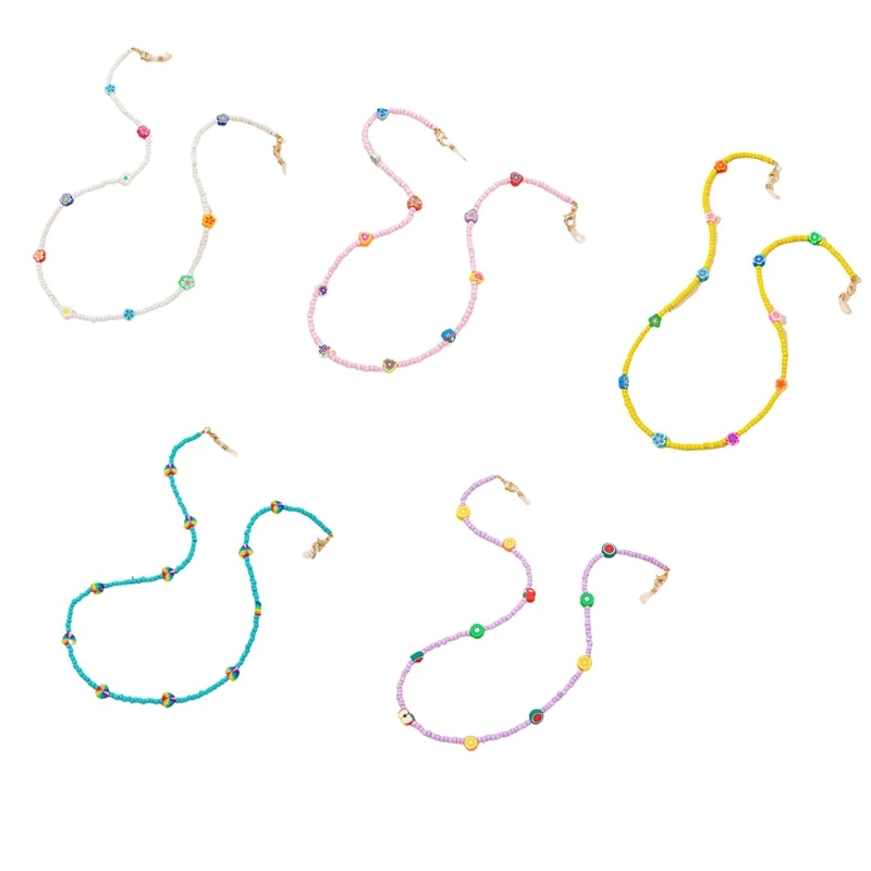 

Держатель для маски F42F, многофункциональное ожерелье со шнурком, держатель для очков с бусинами, нескользящий ремешок против потери