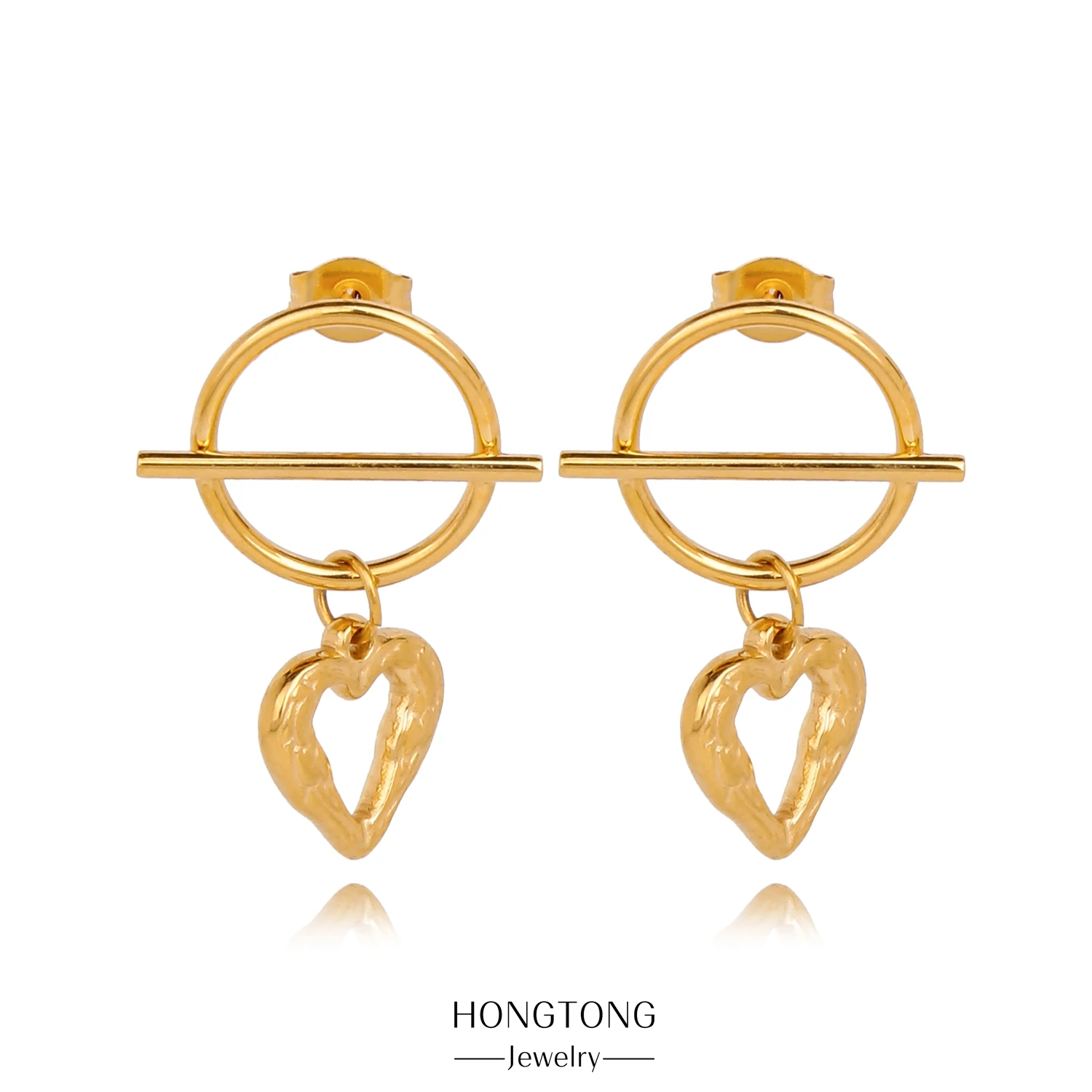 

HONGTONG Oil Pressed Love Exaggerated Custom Pendant Stainless Steel Women's Fashion European 18k Gold Plated