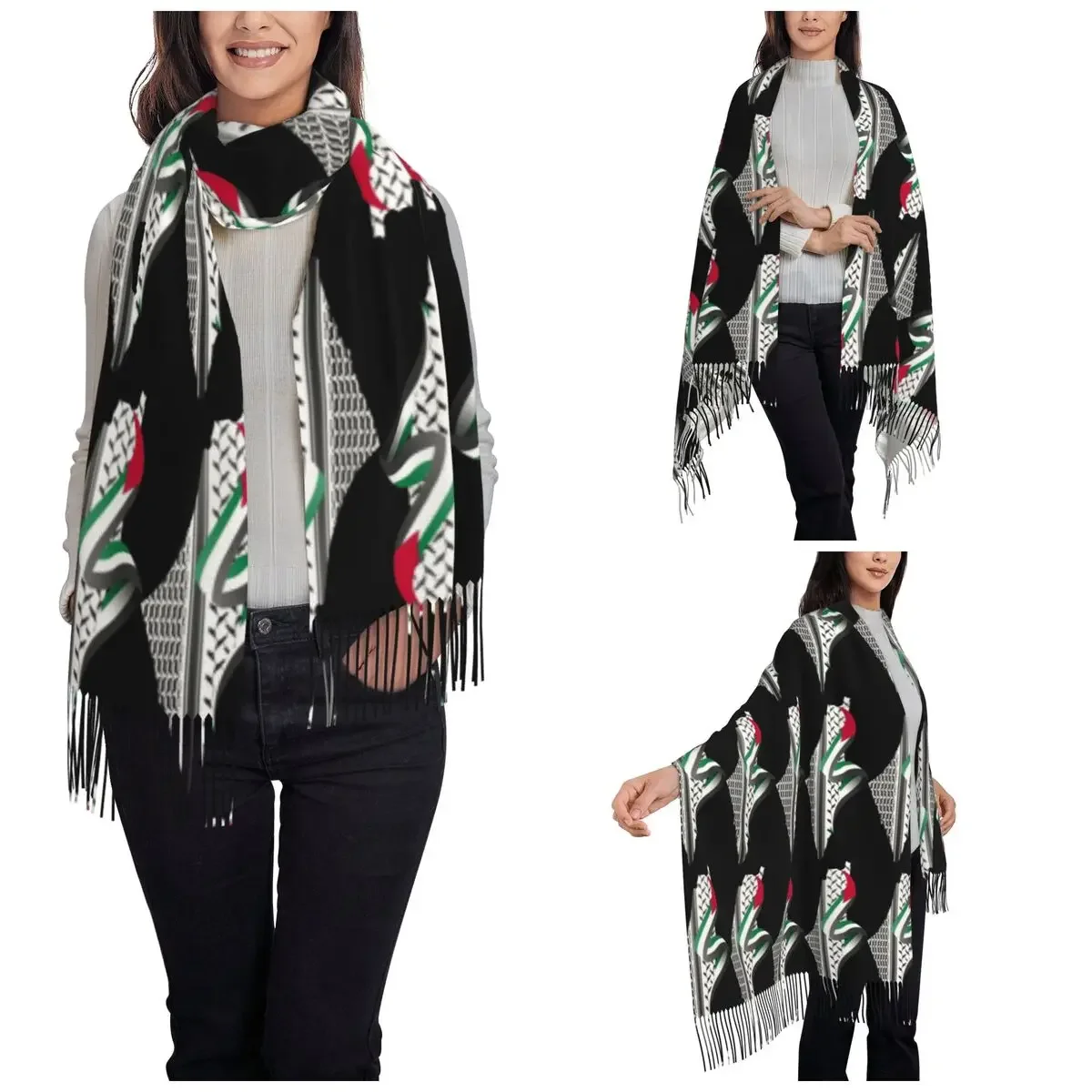 Женский длинный шарф с рисунком в виде карты