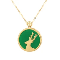 chinese natural jade green hand carved sika deer pendant fashion boutique jewelry all the way to have you necklace popular gift