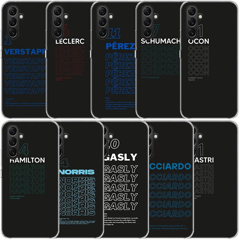 F1 F-Formula 1-номерный прозрачный телефон для Samsung Galaxy A55 A35 A25 A15 A05S A04S A14 A24 A34 A54 A03S A13 A23 A33